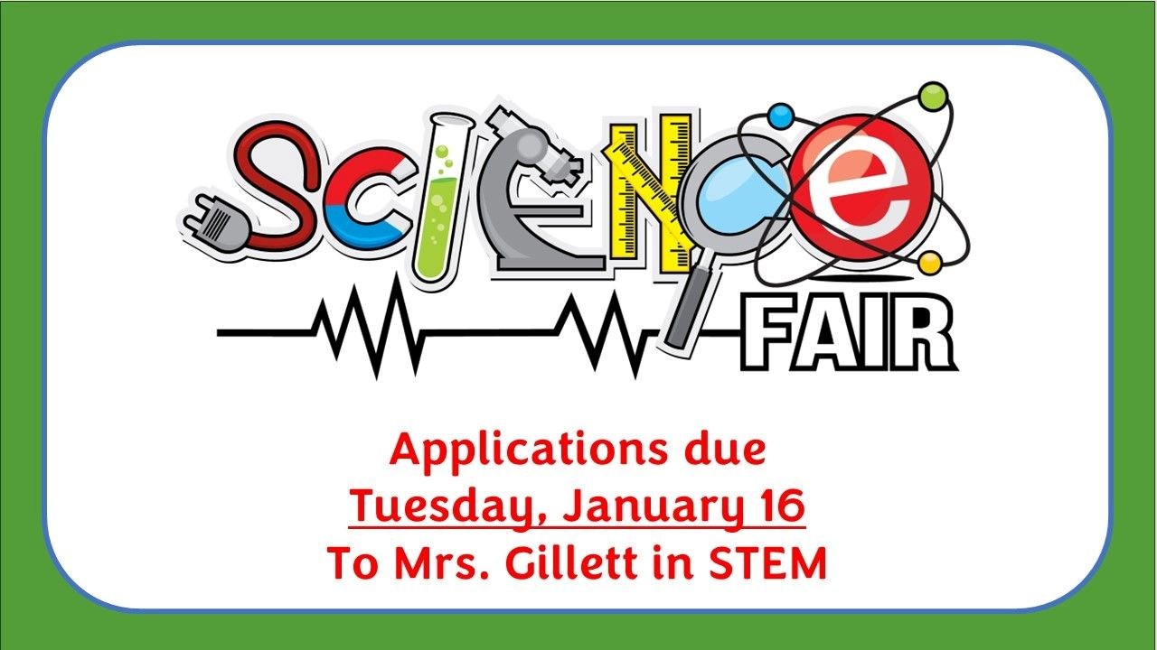Science Fair Applications Due Date